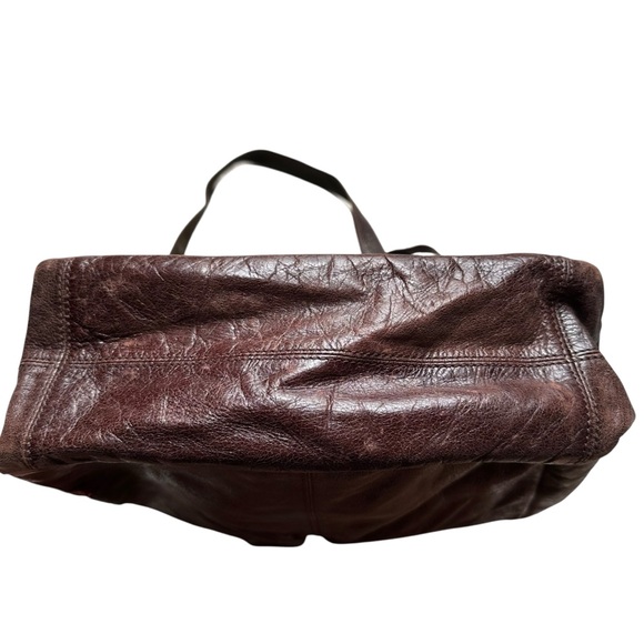 Ellington Dark Brown Leather Tote Bag Boho Distressed - Picture 8 of 14